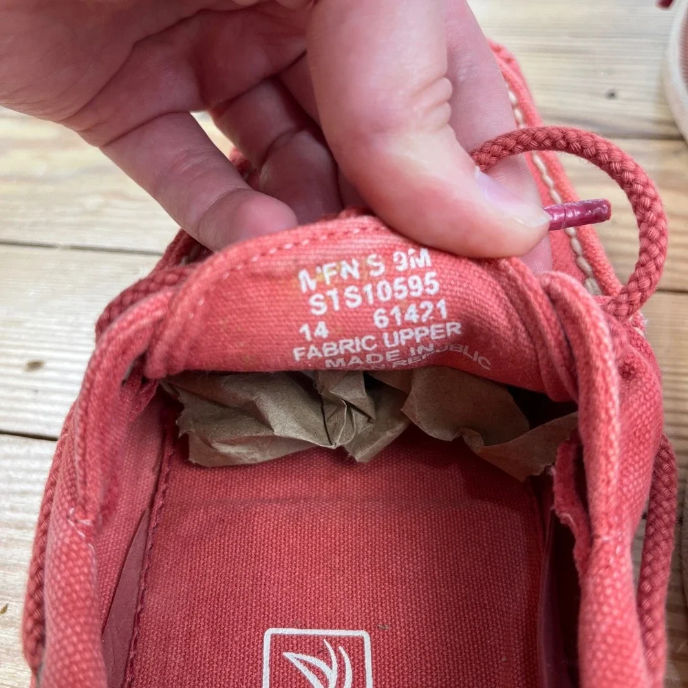 Sperry Top-Sider Men 9 Red Canvas Boat Shoes STS10595 Deck Loafers casual preppy